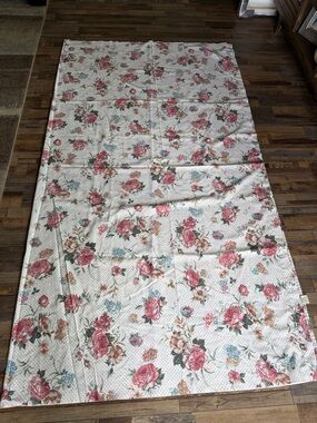 Vintage Floral Rose Print Queen Flat Sheet